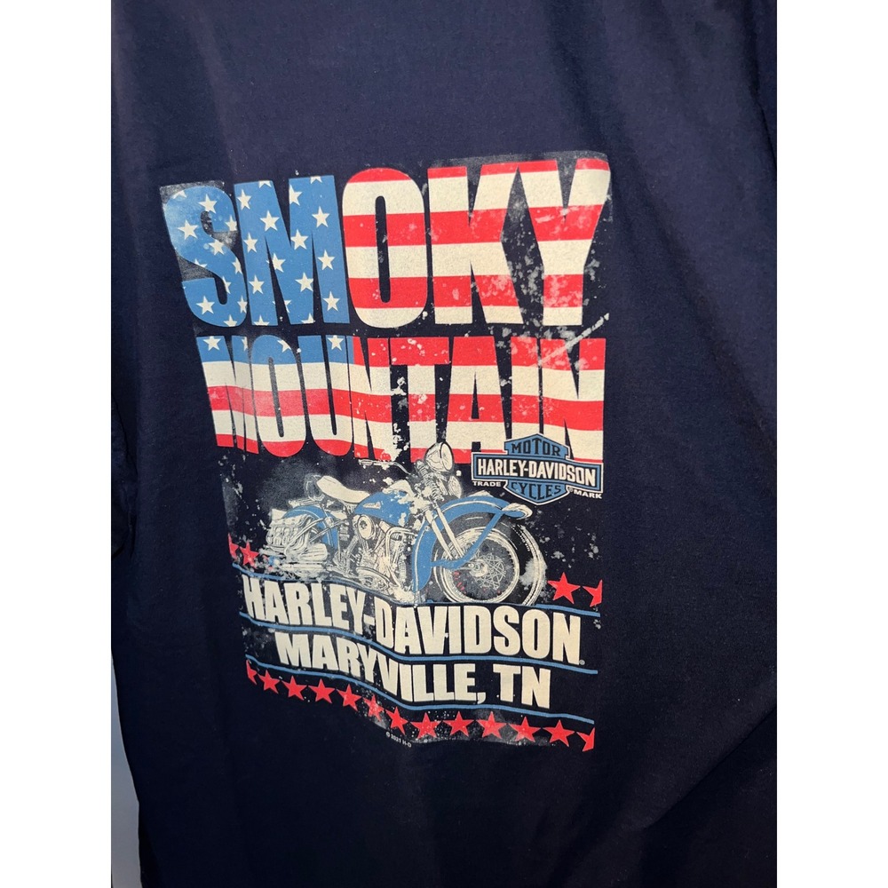 Harley-Davidson Mens Navy Blue Smoky Mountain Maryville TN Long Sleeve Tee - Picture 5 of 7